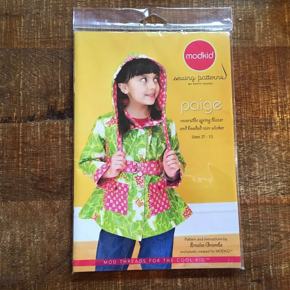 ModKid Sewing Pattern Paige Reversible Hooded Rain Jacket Coat Girl 2-10 UNCUT